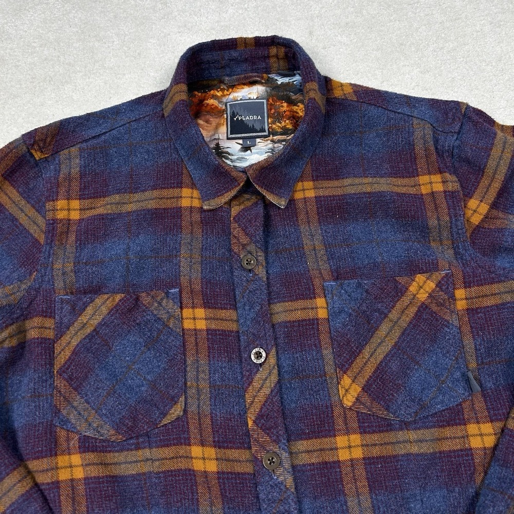 Pladra Shirt Mens Large Portsmouth Plaid Long Sleeve Flannel Button Up Casual